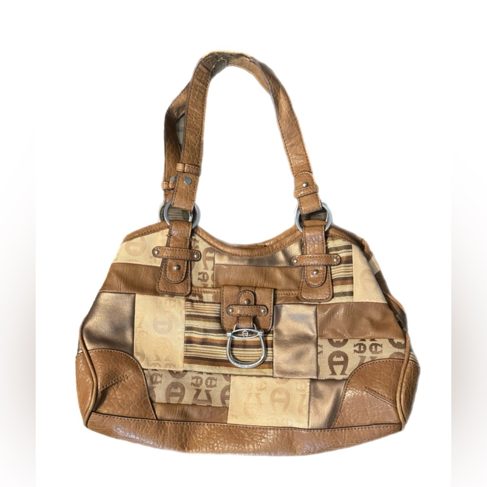 Vintage Etienne Aigner Women's Brown Patchwork Shoulder Bag